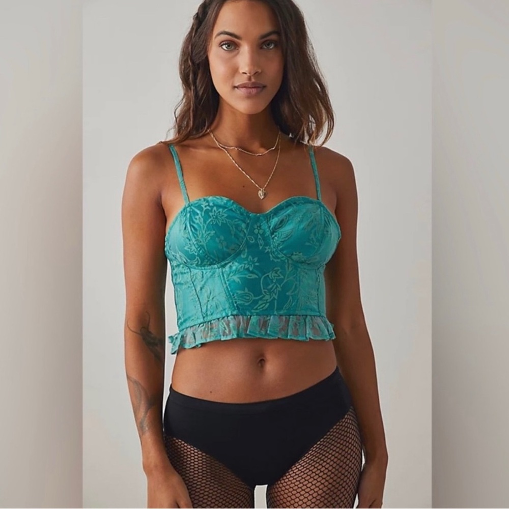 Free People Teal and Black Intimates Set